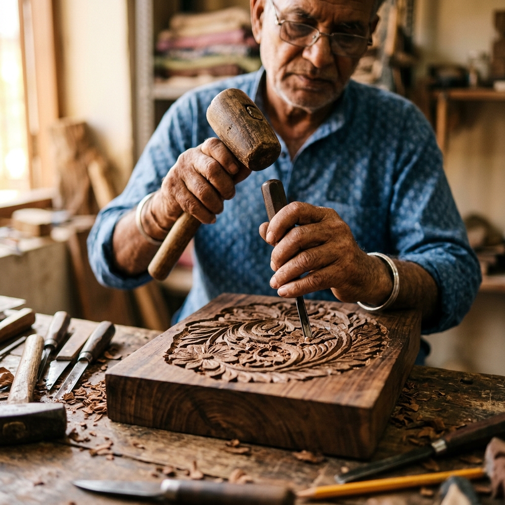 Teak Block Carving